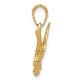 14K Gold Men's Eagle Landing Pendant with Polished Textured Finish